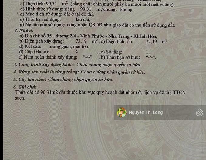 Bán đất mặt tiền đường 2/4 vĩnh phước