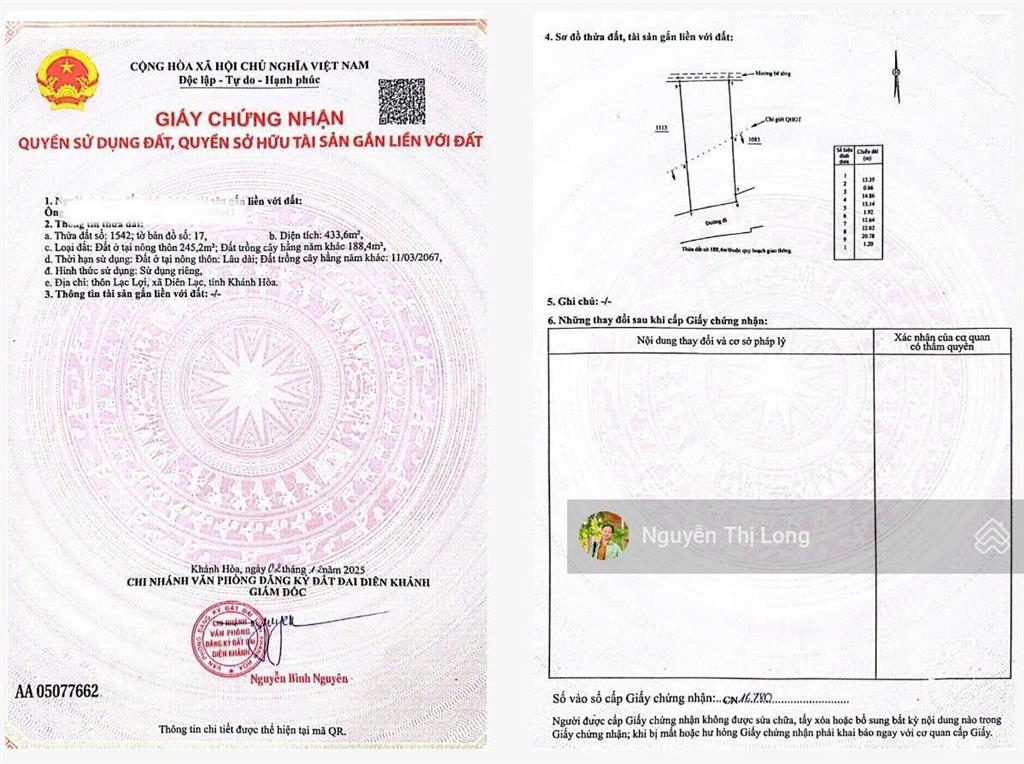 Bán đất đường lạc hoà diên lạc diên khánh