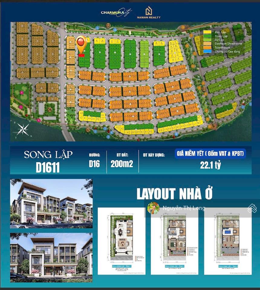 Bán căn song lập gần sông d16.11 charmora city nha trang