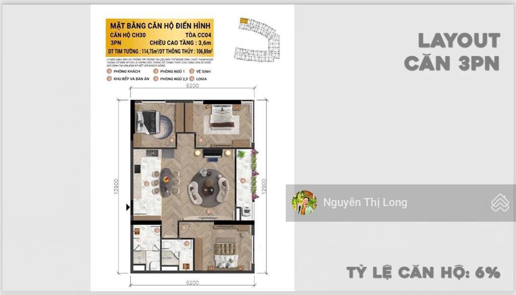 Khách kẹt tiền cần bán gấp xử lý công việc nên nhượng lại căn 3 ngủ đã thanh toán 95% charmoracity