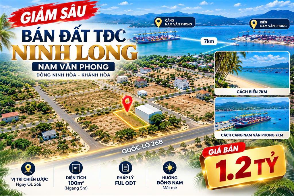 Bán đất thổ cư 100m2 tại tđc ninh long, nam vân phong, giá tốt, pháp lý rõ ràng
