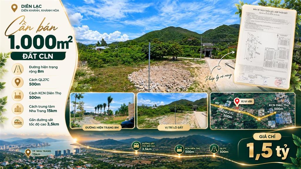Bán 1.000m2 đất cln tại diên lạc, diên khánh, khánh hòa