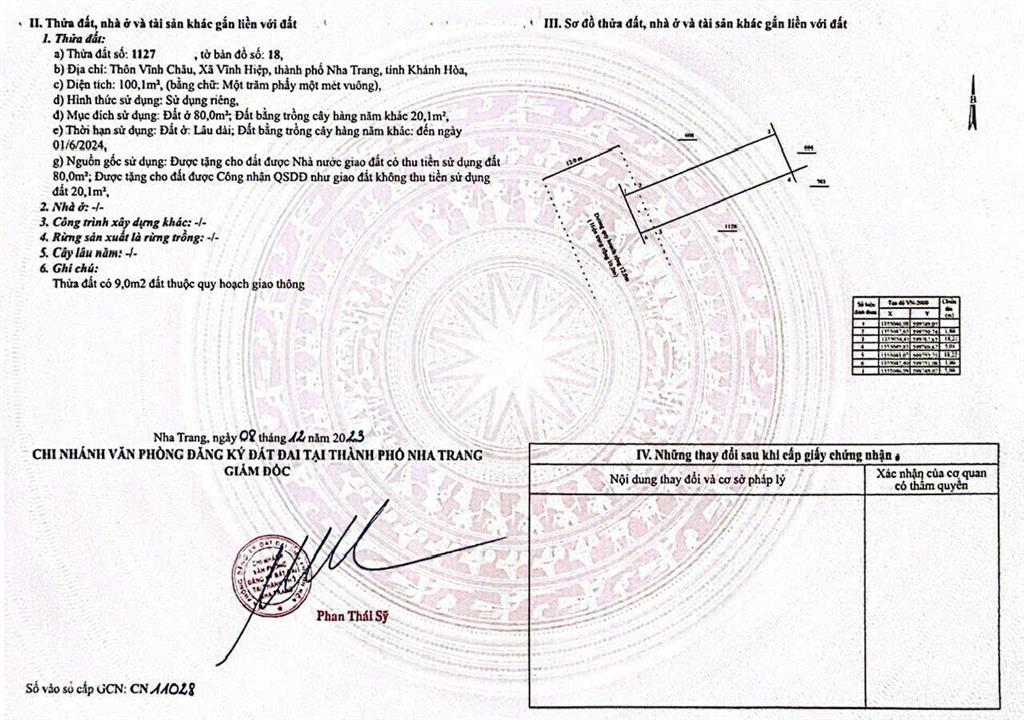 Bán đất vĩnh châu, sát gói 6 mỹ gia, đường 12m, giá 3 tỷ, xây tự do.  0905 573 ***