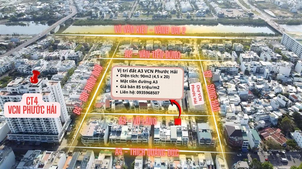 Bán đất vị trí đẹp mặt tiền đường a3  vũ lăng  kđt vcn phước hải. giá rẻ nhất khu vực phước hải