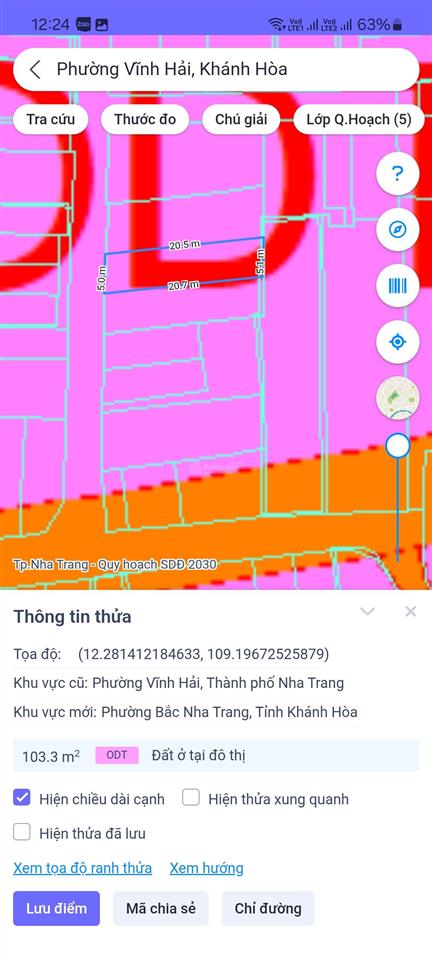 Bán lô đất hẻm ô tô nguyễn biểu  p. vĩnh hải  tp. nha trang. dt 102,8m2 giá 65trđ/m2