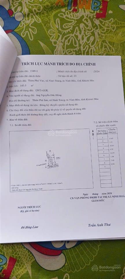 Bán gấp đất nền sát trung tâm thị xã ninh hòa