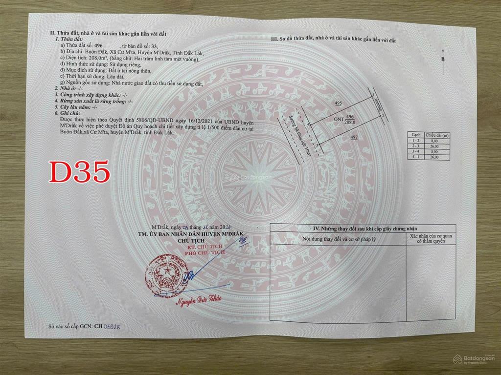 Bán đất tại cư m'ta, cạnh trường mầm non hoa sen, giá 800 triệu, 208 m2