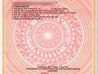 Chính chủ kẹt tiền bán gấp lô diên toàn, lô góc 2 mặt tiền. gần tp nha trang