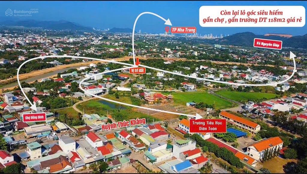 Chính chủ kẹt bán lô đất diên toàn. cách trường học và chợ đông dinh chỉ 150m. giá rẻ
