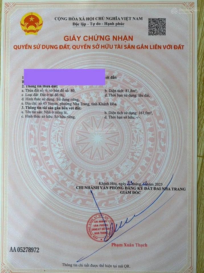 Bán nhà 3 tầng mặt tiền kinh doanh yersin trung tâm nha trang