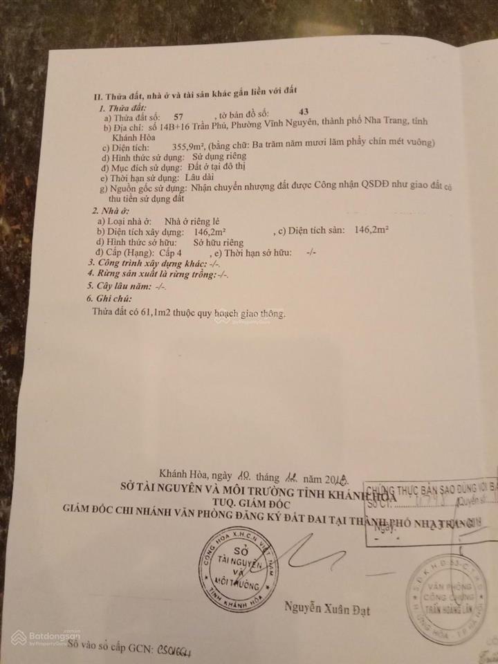Bán lô đất mặt tiền đường biển trần phú nha trang