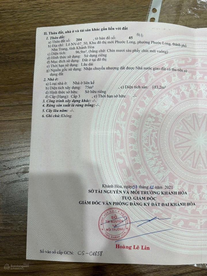 Bán nhà 3 tầng đường hoàng đình giong phường phước long thành phố nha trang