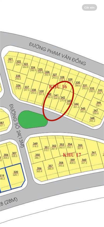 Bán 2 lô đất xây biệt thự đường huỳnh văn nghệ, vĩnh hoà, nha trang. dt 551,5m2  giá bán 50tr/m2.