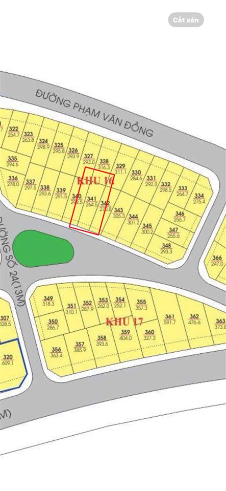 Bán đất 266m2  giá bán 53 tr/m. đường huỳnh văn nghê, vĩnh hoà, bắc nha trang. lô vip hướng biển.