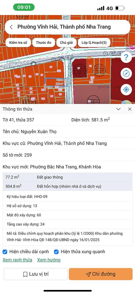 Bán đất đường sao biển, vĩnh hoà, nha trang. dt 581,6m2 (ngang 14m)  giá bán 42 tỷ. đất gần biển.