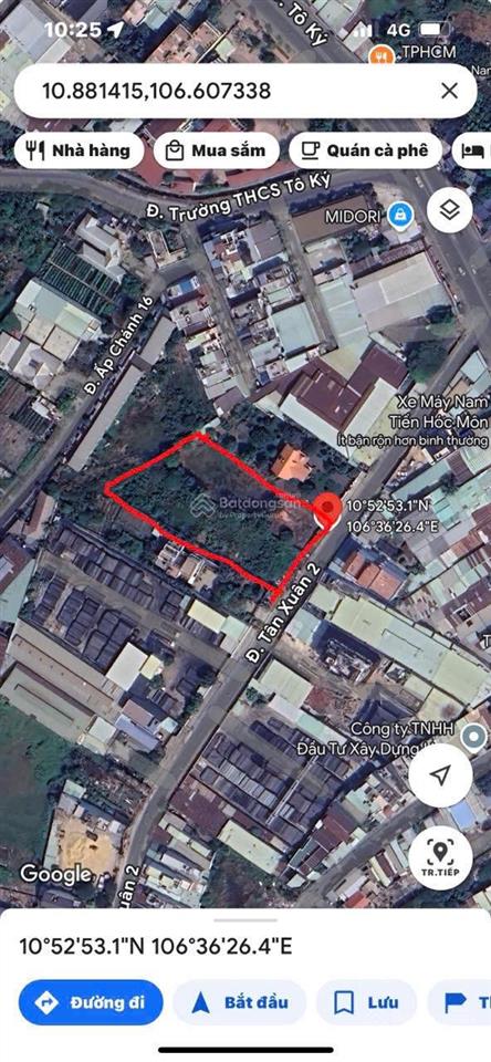 Bán đất đường tân xuân 2, đông thạnh, hóc môn, tp hồ chí minh. dt 1913m2 (24x77m)  giá 34 tr/m2.