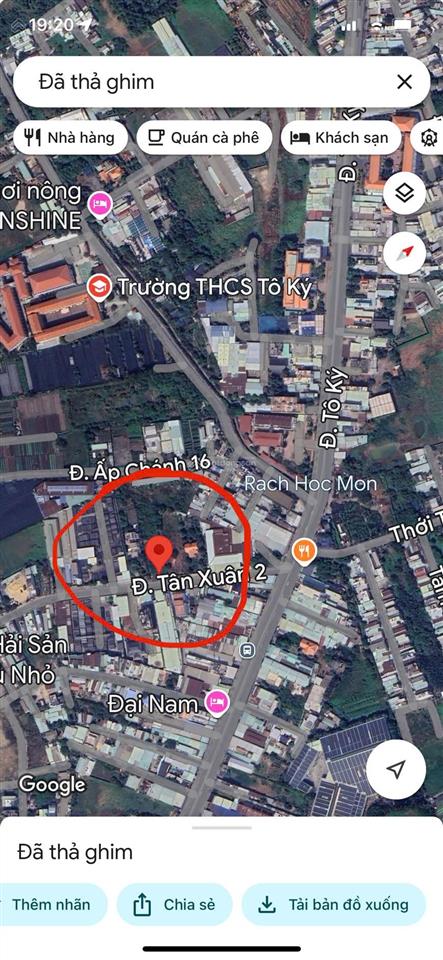Bán đất đường tân xuân 2, đông thạnh, hóc môn, tp hồ chí minh. dt 1913m2 (24x77m)  giá 34 tr/m2.