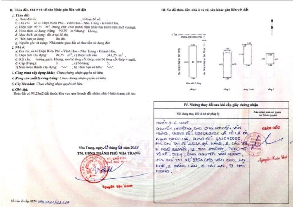 Cần bán gấp 8,1 tỷ, căn nhà 5 tầng đường điện biên phủ, bắc nha trang. dt 99,25m2 có 5pn, 4wc