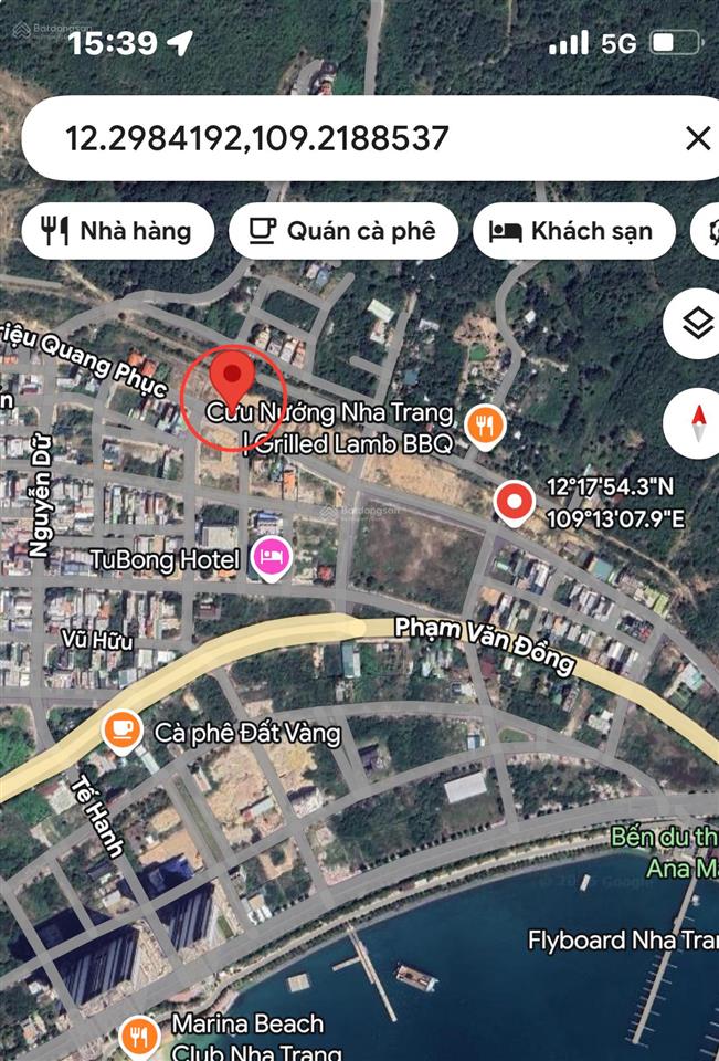 Bán đất biệt thự 300m2  giá rẻ chỉ 45,5tr/m2  đường triệu quang phục, bắc nha trang. gần biển.