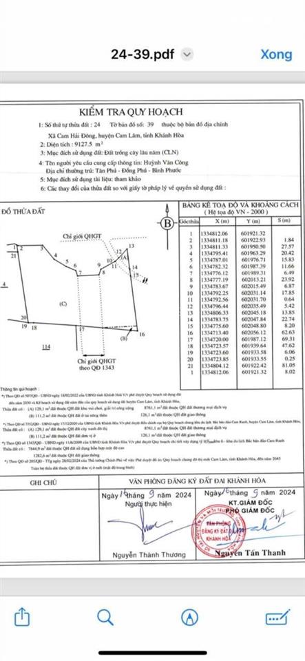 Cần bán 9000m2 cây lâu năm mặt tiền n5a cam hải đông cam lâm giá 3tr/m2