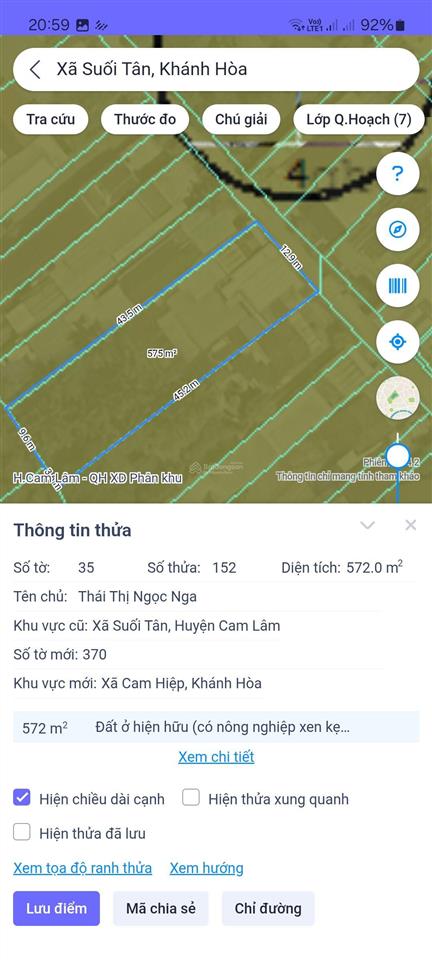 Cần bán 572 m² có 200m² thổ cư suối tân cam lâm khánh hòa giá 6.5tr/ m2