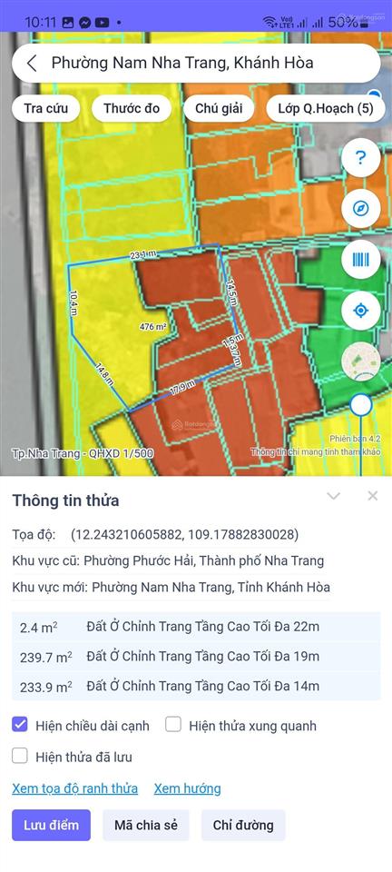 Cần bán 890m2 đất ở đô thị phường nam nha trang bên cạnh hà quang 2 mặt đường 16 mét giá 65tr/m2