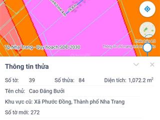 Cần bán 1072m2 có 700m2 thổ cư mặt tiền đường nguyễn tất thành phước đồng nha trang