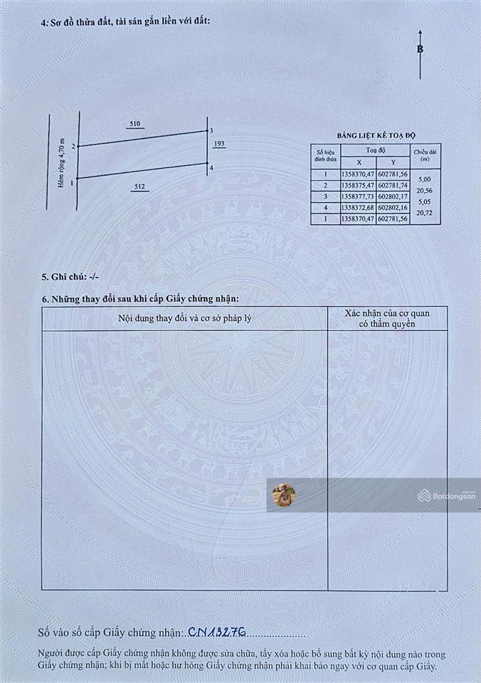 Chính chủ gửi bán đất đẹp. hẻm oto nguyễn biểu  vĩnh hải. 102.8m2, ngang 5m. giá chỉ 6.68 tỷ