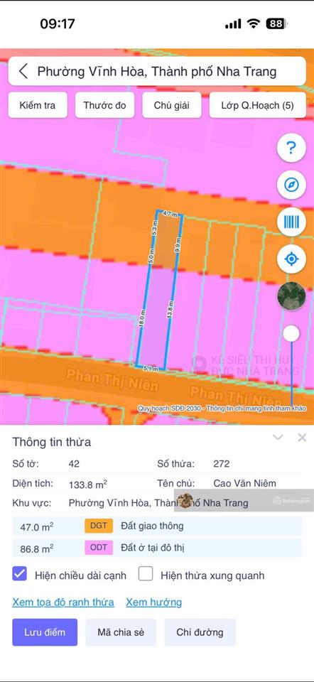 Chính chủ nhờ bán đất phan thị niên, vĩnh hoà  dt 133.8m2, ngang 5.1m. giá chỉ 4.7 tỷ rẻ nhất