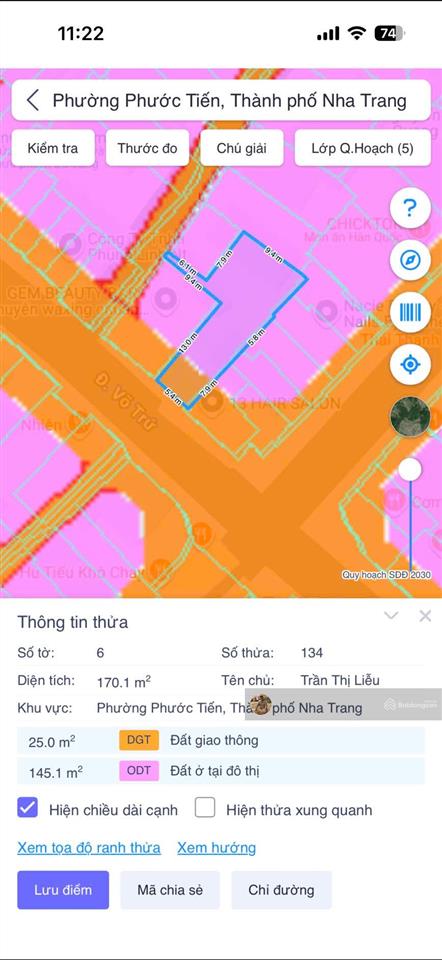 Chính chủ nhờ bán đất mặt đường võ trứ khu phố hàn. p phước tiến. 170m2 giá chỉ 22 tỷ