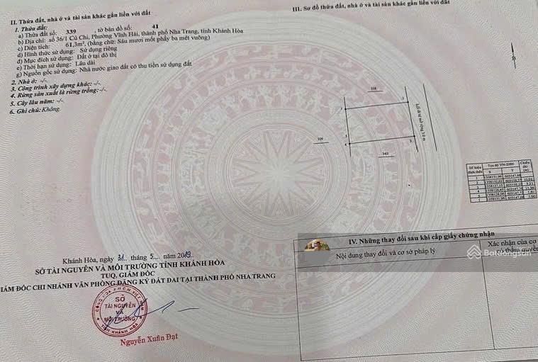 Bán đất gần biển hòn chồng chỉ 250m ra biển 61.3m2, ngang 5.5m. giá 3,65 tỷ
