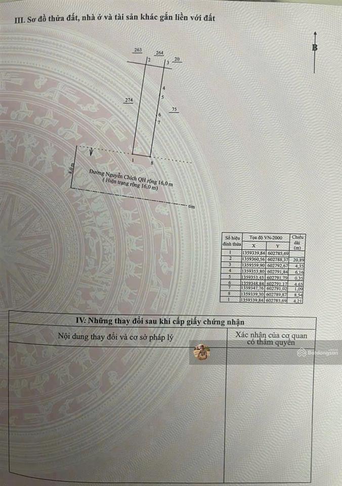 Lô đất mặt tiền nguyễn chích vị trí kinh doanh đắc địa, cách biển chỉ 700m. 89.2m2. giá 5.6 tỷ