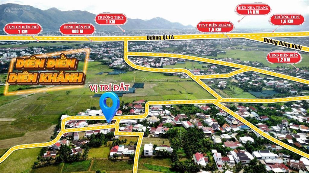 Giá tốt khu vực chủ nhờ bán lô góc đẹp diên điền, 206m2 ngang 9m. giá chỉ 1.45 tỷ