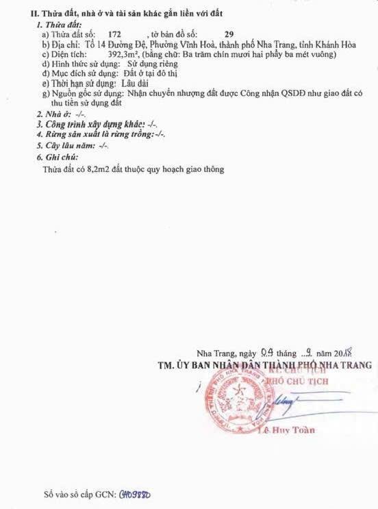 Chính chủ gửi bán đất mặt tiền phạm văn đồng, p. bắc nha trang  392,3m2. ngang 20m8. giá đầu tư