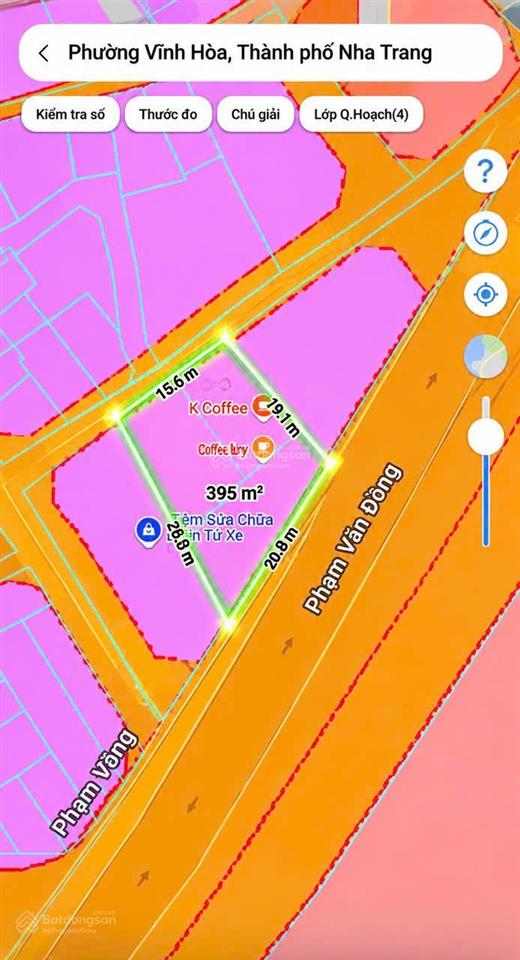 Chính chủ gửi bán đất mặt tiền phạm văn đồng, p. bắc nha trang  392,3m2. ngang 20m8. giá đầu tư