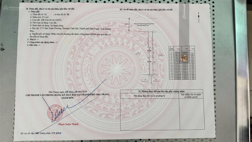 Chính chủ gửi bán đất mặt tiền mai xuân thưởng, cách biển 300m. 224m2, ngang 6.8m. giá 90 triệu/m2