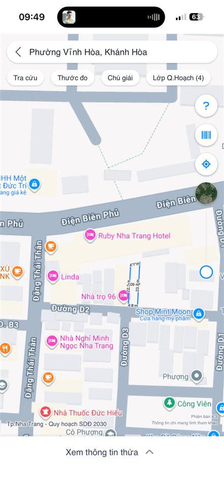 Chính chủ gửi bán lô đất 108,7m2 ngang 5m  khu bắc vĩnh hải  nha trang. giá 5.76 tỷ