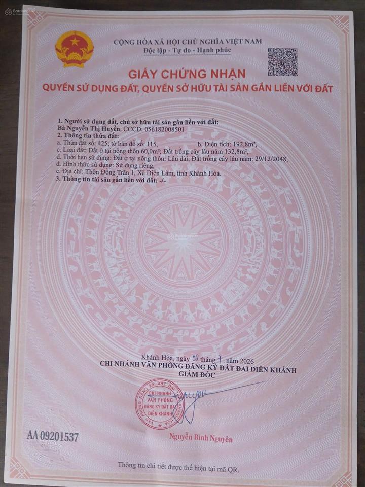 Chính chủ bán đất nền khu dân cư hiện hữu