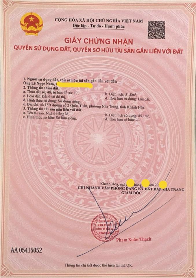 Bán nhà trung tâm nha trang, 18b đường số 2, quốc tuấn, phước tân, đường ô tô giá chỉ 4,8 tỷ