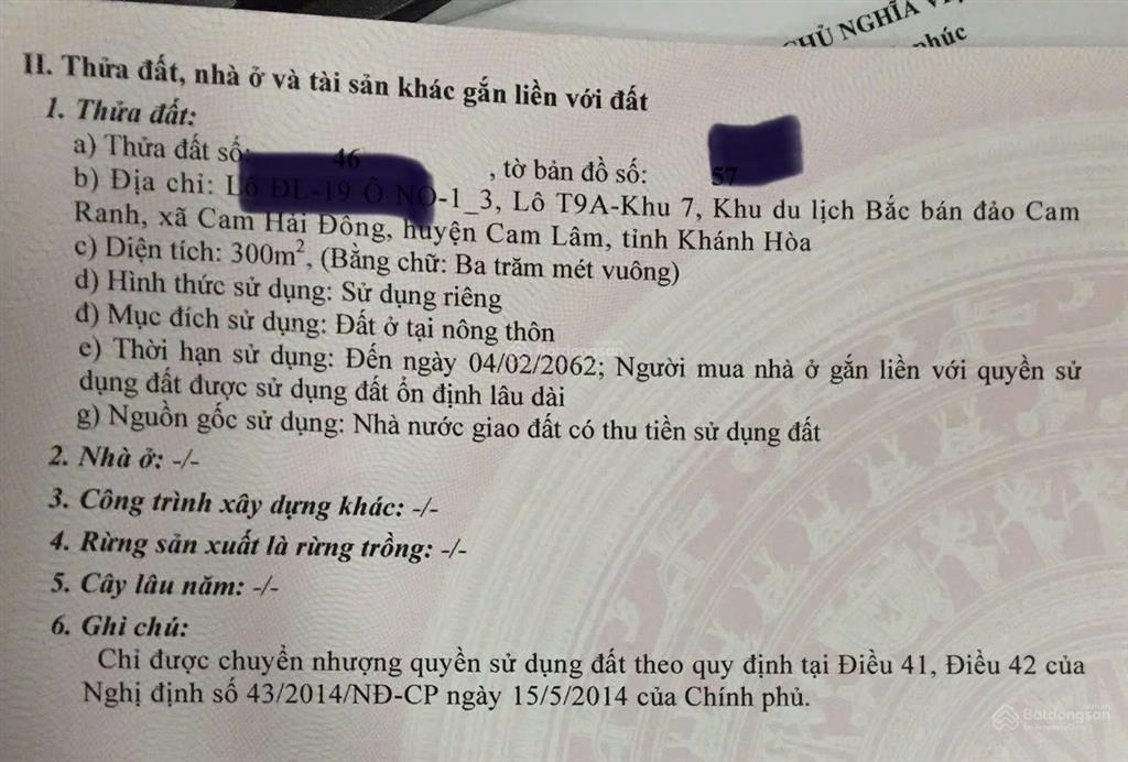 Cần tiền bán gấp căn biệt thự tại dự án mhdi  bãi dài cam ranh. giá chỉ hơn 6 tỷ