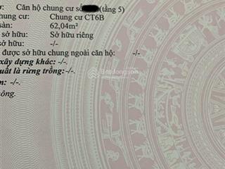 Bán căn ct6 giá rẻ nhất thị trường 2 tỷ 150 căn 62m2 gồm 2 phòng ngủ  pháp lý sổ hồng