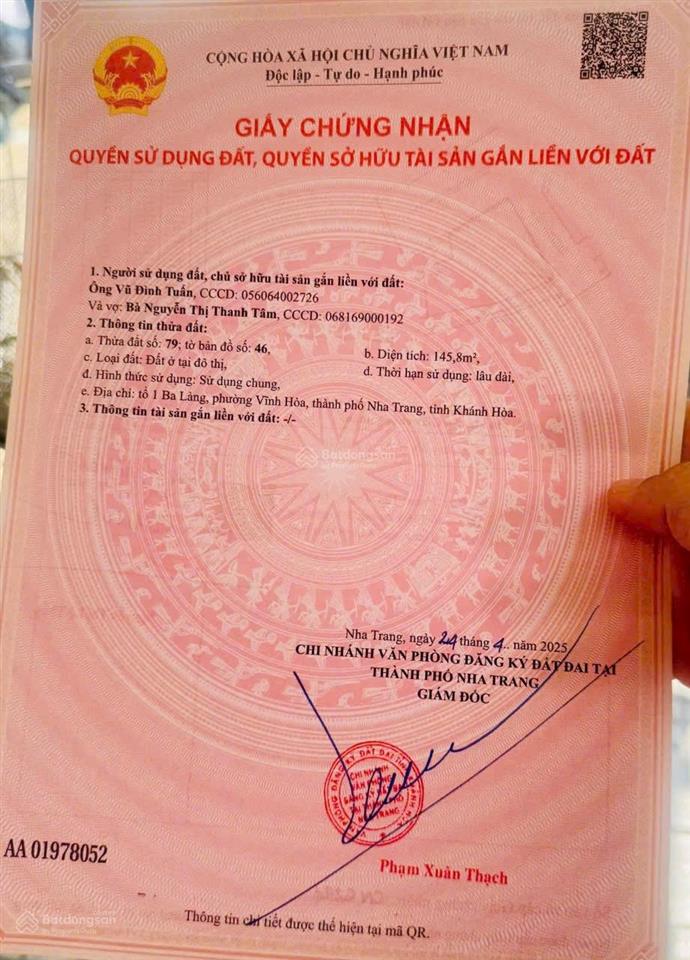 Cần bán hoặc cho thuê căn nhà cách biển chỉ 50m, 3 mặt tiền đường dương hiến quyền