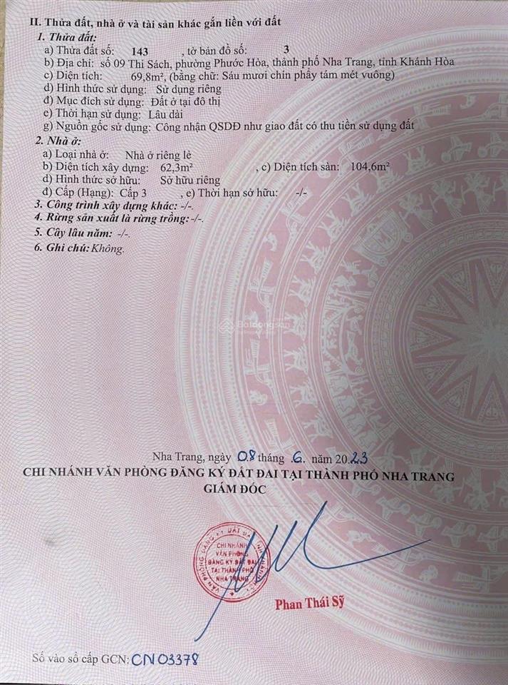 Cần bán đất có nhà cũ, địa chỉ 09 thi sách ngay trung tâm thành phố nha trang khu bàn cờ