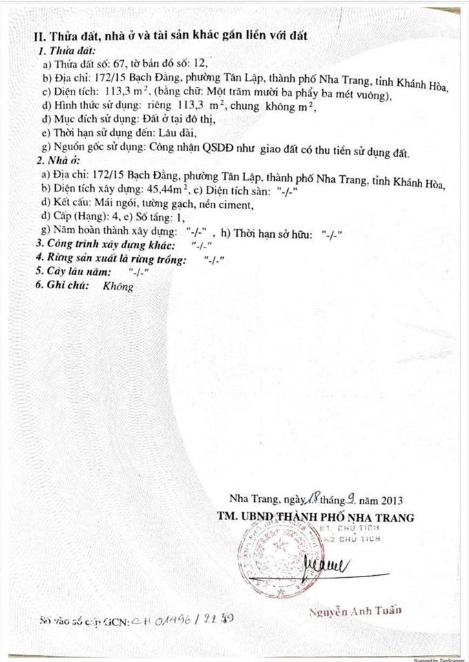 Bán căn nhà trong hẽm khu phố du lịch sầm uất, hẽm nguyễn thị minh khai gần biển