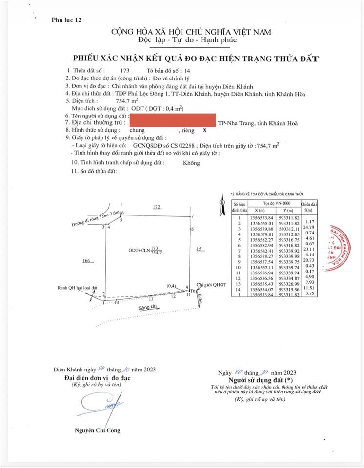 Bán lô đất giá ngộp full thổ view sông cái, diên khánh chỉ 11.2tr/m2, đường oto tận nơi
