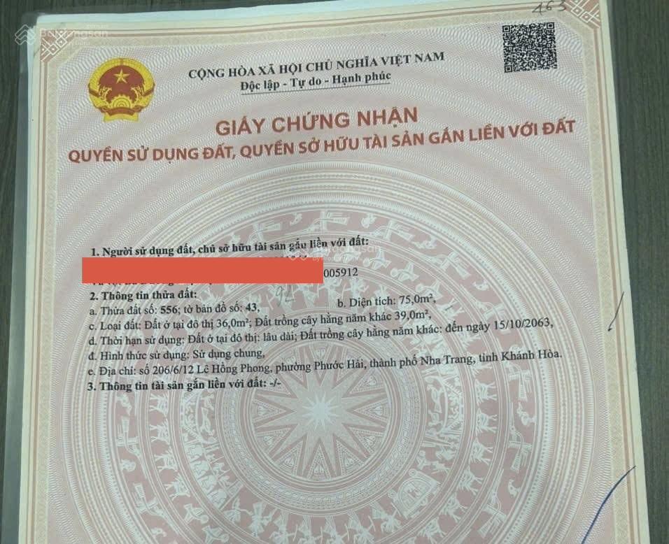 Người nhà cần bán gấp đất hẻm ôtô lê hồng phong, phước hải (75m2 ra nhanh chỉ 3 tỷ 250 triệu)