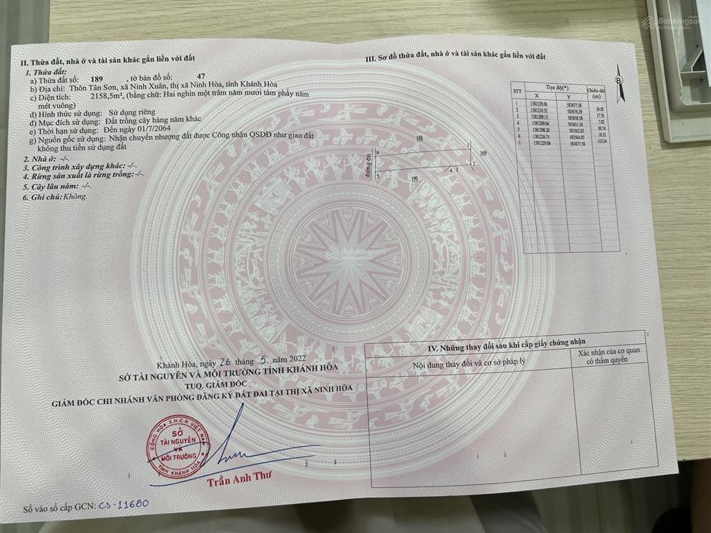 Cần bán gấp lô đất nông nghiệp chn tại kcn ninh xuân gần hồ suối trầu  ninh hoà  khánh hoà