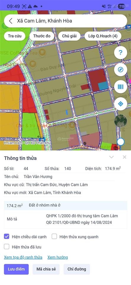 Lô đất full thổ cư 175 m2 tại đường xuân diệu  chợ cam đức, trong ranh dân cư không bị quy hoạch