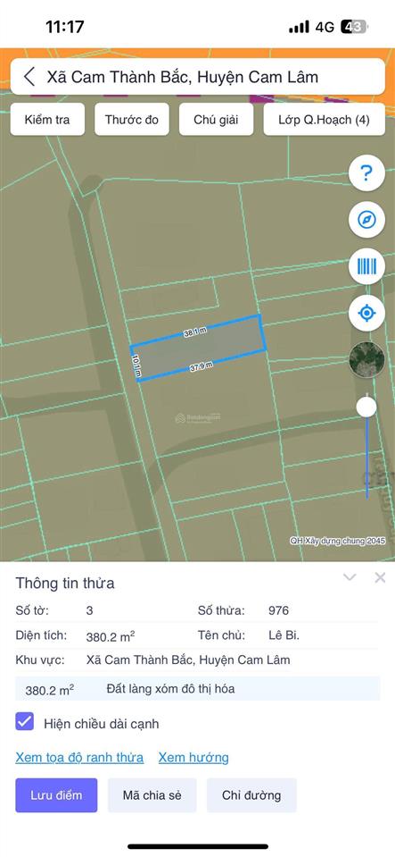 Cam thành bắc giáp bàn cờ cam đức đường ô tô chỉ 8.4 triệu/m2 đất ở an toàn qh 2045, ngang 10 m