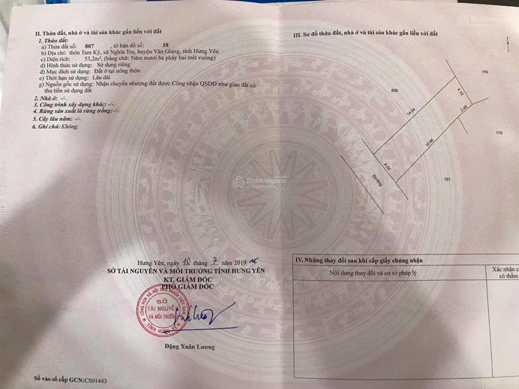 Chính chủ bán đất tại nghĩa trụ, văn giang, hưng yên, 4 tỷ, 53 m2 oto đỗ cửa